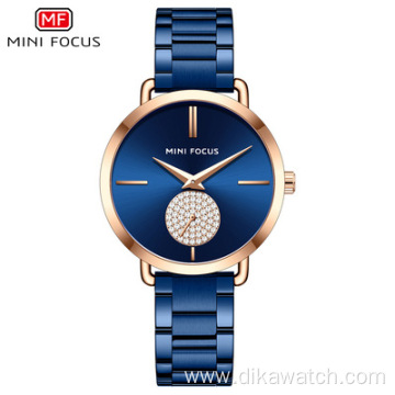 MINI FOCUS 0222 Watches Women Top Brand Luxury Ladies Dress Fashion Quartz Wristwatch Romantic Elegant Rose Blue Watch 2021